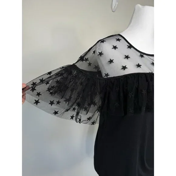 J Crew Womens Sheer Embroidered Whimsigoth Top Medium Victorian Dark Romantic - Picture 4 of 10